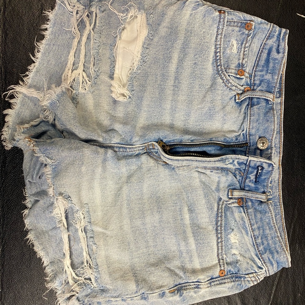 American Eagle Outfitters Light Blue Distressed Jean Shorts